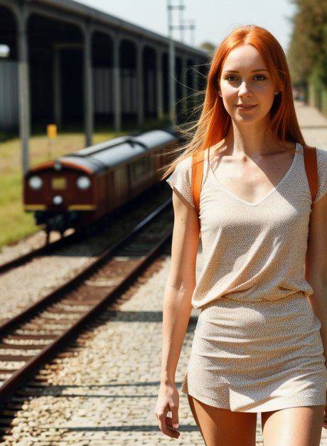 AI generated beauty Liza Hunswot posing buck naked at the train station - #1