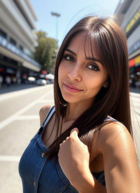 Beautiful AI generated brunette babe shows off her perfect teen tits - #1