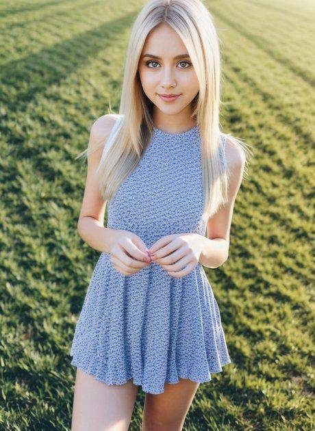 Pretty AI generated teen Liliana Alpha shows off her perfect tits while naked - #1