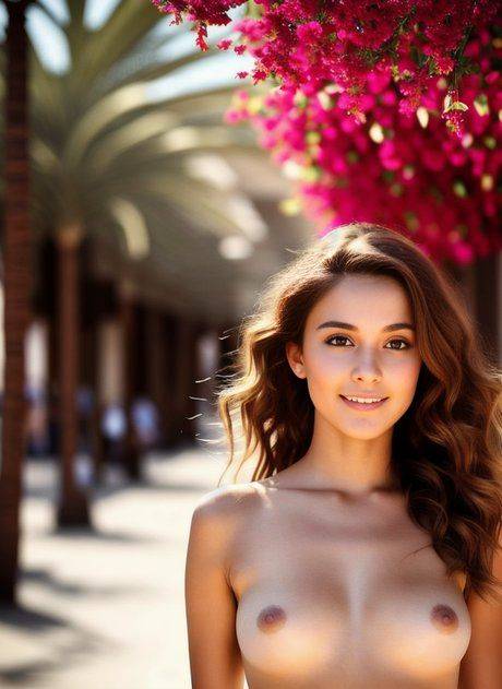 Beautiful AI generated hottie Olga Milana walks naked through the city - #2