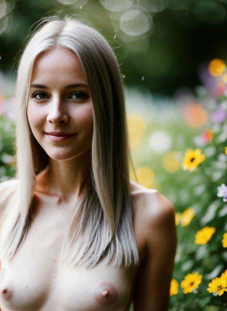AI generated blonde babe Lisa Faina shows her sexy naked body outdoors - #7