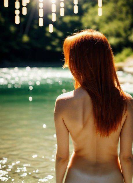 Breathtaking AI generated redhead Hanna Jane posing nude in nature - #8