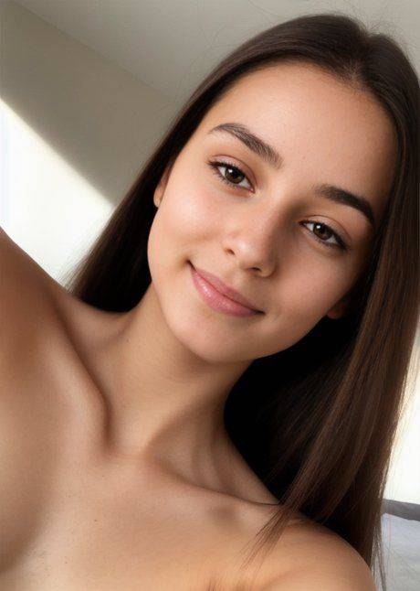 Beautiful brunette babe Ash Baby exposes her tiny tits and poses nude - #12