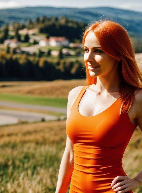 AI generated beauty Liza Hunswot strips her tight dress & poses nude outside - #3