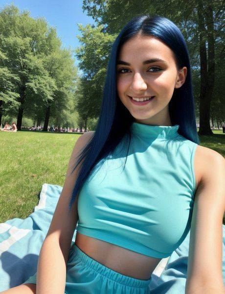 Sexy AI generated babe Linda Sweet shows off her perfect tits outdoors - #1