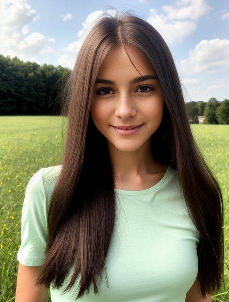 Beautiful AI generated teen Ash Baby shows off her tiny tits outdoors - #1