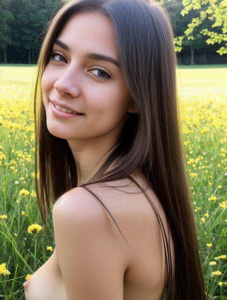 Beautiful AI generated teen Ash Baby shows off her tiny tits outdoors - #10