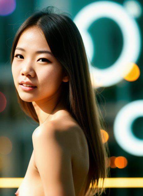 AI Generated Asian babe Mira Delta walks on the street fully dressed & naked - #6
