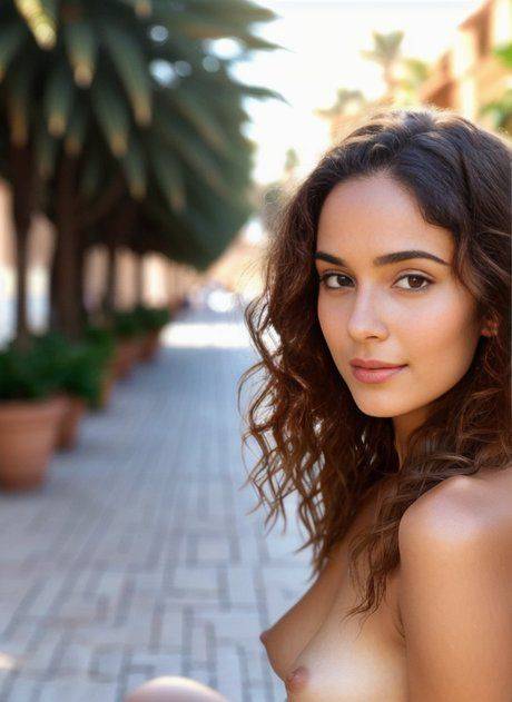 Adorable AI generated teen Olga Milana promenades naked on a city street - #5