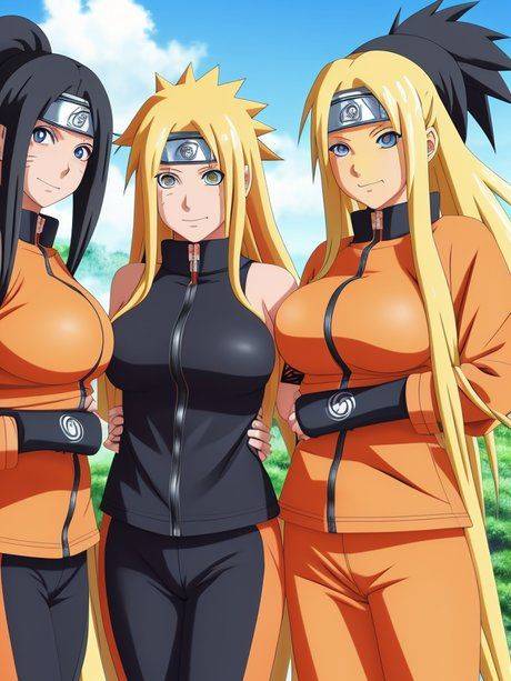Sexy AI generated Hentai dolls strip and show their big tits outside - #8
