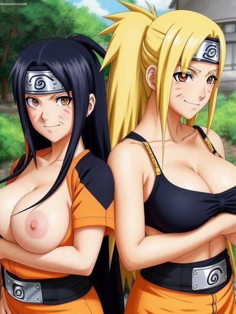 Pretty AI generated Hentai models show their big boobs in an outdoor scene - #10