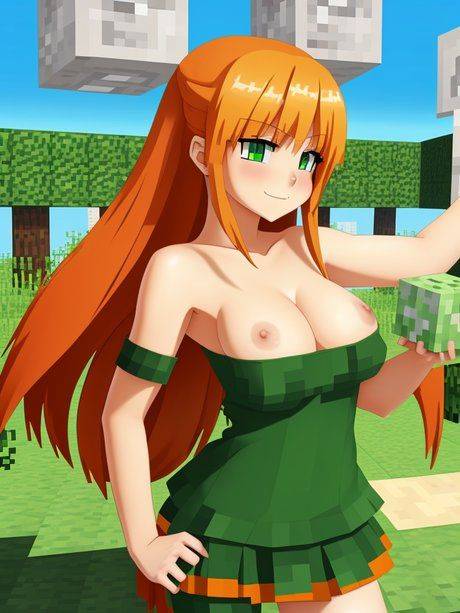 Redheaded Hentai babe Gloss flaunts her big boobs in a minecraft scene - #2