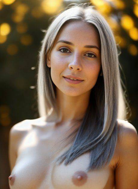 AI generated babe Lisa Faina shows her lovely tits while naked outdoors - #9