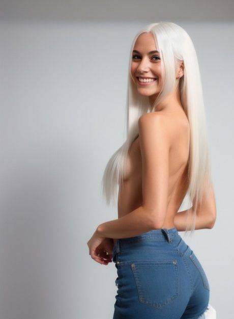AI generated model Lucy Wintrot strips her shirt & jeans & poses naked - #4