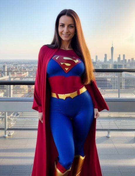 Sexy AI generated Superwoman Kris Lauda shows off her big boobs outdoors - #1