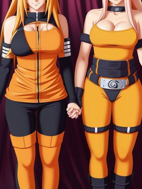 Curvaceous AI generated Hentai beauties unveil their big tits outside - #1