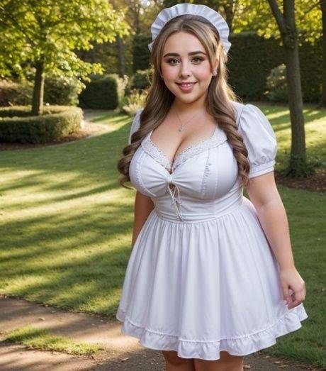 Chubby AI generated teen with big tits Bilder poses naked & dressed up - #9