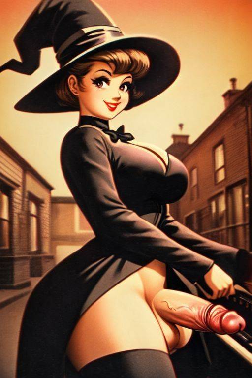 Vintage Style Halloween AI Futanari Artwork That I Generated - #11