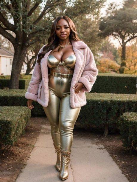 Voluptuous ebony AI generated beauty teasing with her amazing curves - #12