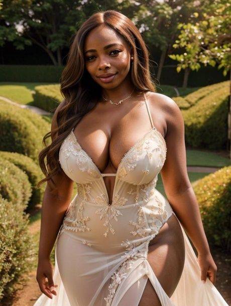 Voluptuous ebony AI generated beauty teasing with her amazing curves - #1