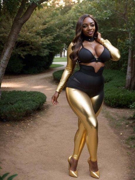 Voluptuous ebony AI generated beauty teasing with her amazing curves - #2