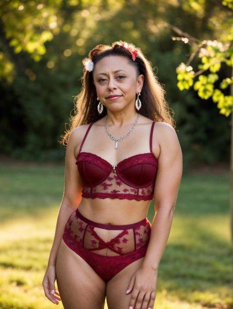 Beautiful AI generated babe Mimimas shows her juicy tits outdoors - #3