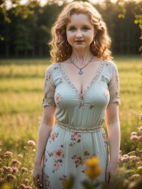 Beautiful AI generated babe Contadel shows her lovely tits outdoors - #1