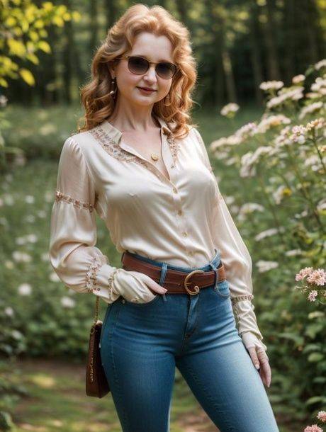 Beautiful AI generated babe Contadel shows her lovely tits outdoors - #7