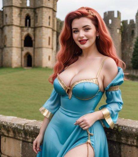 Voluptuous AI generated redheaded teen Duchis flaunts her big juggs in a solo - #6