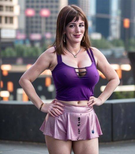 Stunning AI generated woman exposing her big boobs & cleavage in public - #11
