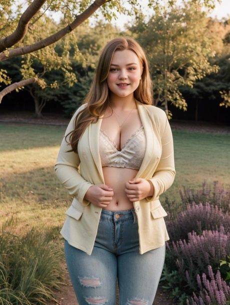 Pretty AI generated babe Mortola flaunts her amazing curves in nature - #2