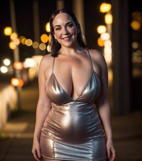 Gorgeous AI generated MILF Zivas teases with her massive breasts outdoors - #9