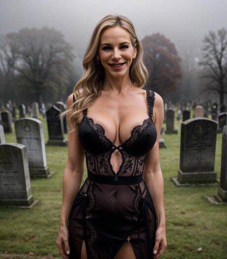 Gorgeous AI generated blonde babe teases with her big boobs outdoors - #12