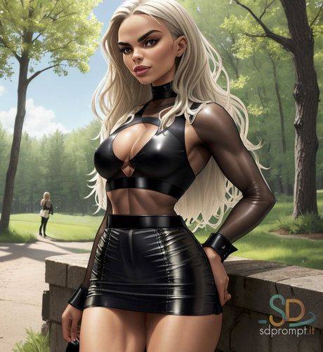 Evil AI generated MILF Motres poses in seductive lingerie outdoors - #12