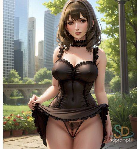 Adorable AI generated brunette Pitonsal flaunts her milking big boobs - #15