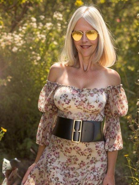 Hot AI generated blonde MILF flaunts her perfect tits in a sexy compilation - #14