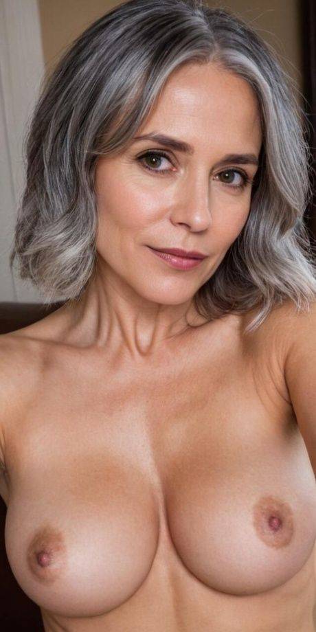 AI generated cougar Liline exposing her perky boobs and shaved pussy - #5