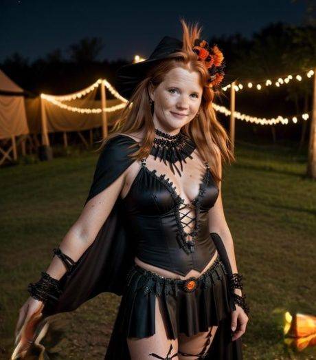 Pretty AI generated babe shows her lovely tits in a sexy Halloween compilation - #8