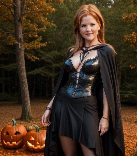 Pretty AI generated babe shows her lovely tits in a sexy Halloween compilation - #7