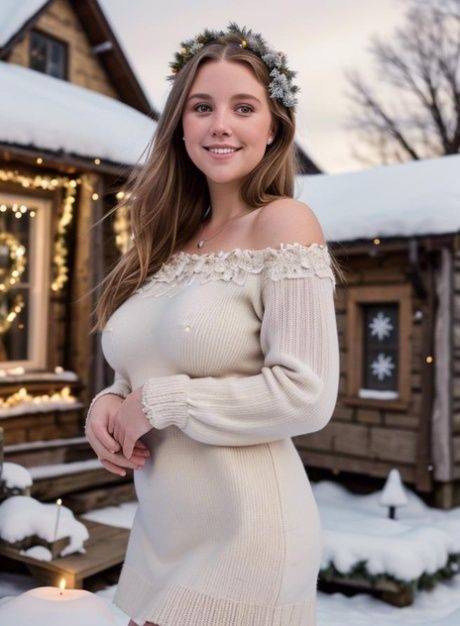 Beautiful AI generated girl Piures shows her naked body at a Christmas market - #10