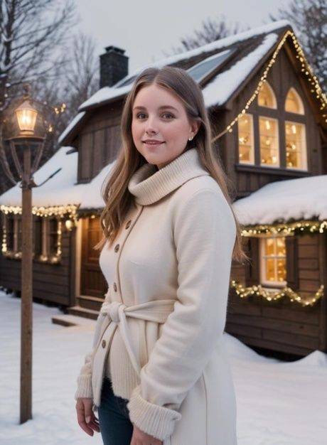 Beautiful AI generated girl Piures shows her naked body at a Christmas market - #13