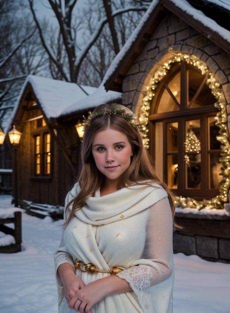 Beautiful AI generated girl Piures shows her naked body at a Christmas market - #14