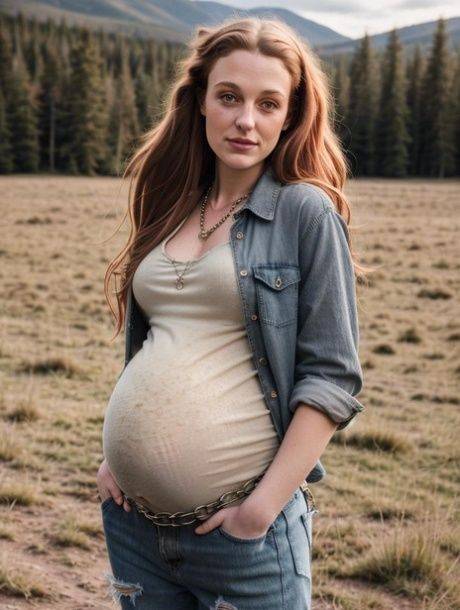 Pregnant AI generated beauty poses in her sexy clothes, lingerie & butt naked - #7