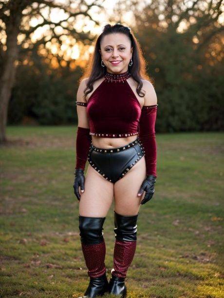 AI generated model Mimimas poses outdoors in the nude and fully clothed - #11