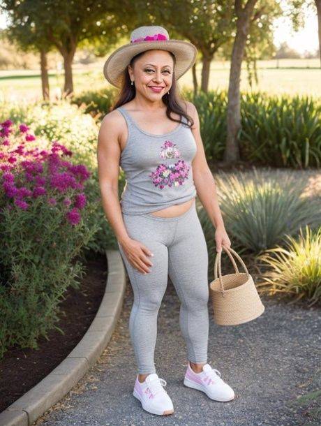AI generated model Mimimas poses outdoors in the nude and fully clothed - #2