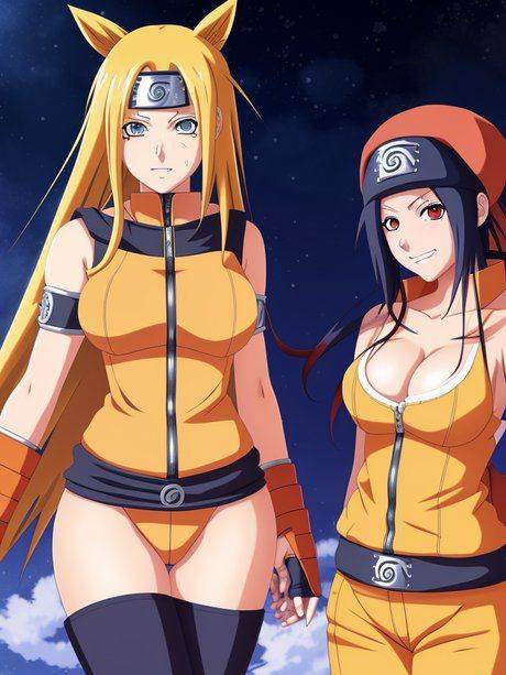 Hentai blonde Tsusone and her brunette friends tease with their huge juggs - #7
