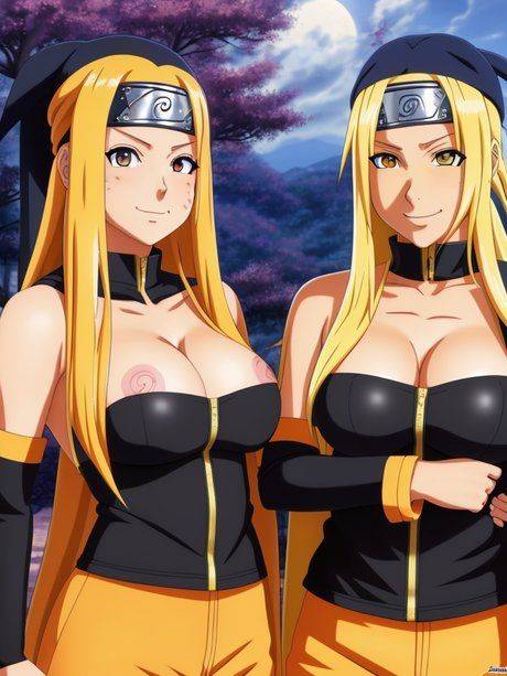 Hentai blonde Tsusone and her brunette friends tease with their huge juggs - #3