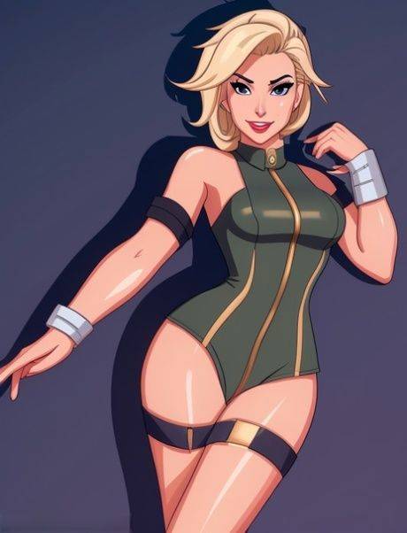 Stunning anime babe Mercy showing off her phenomenal curves in a solo - #9