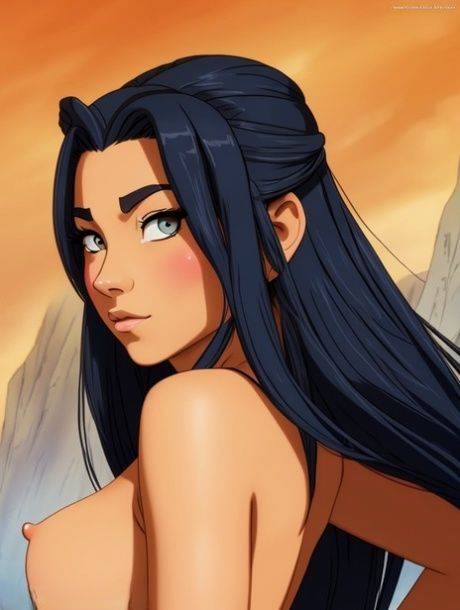 Big blue eyed anime character Katara teases with her nice ass and big tits - #2
