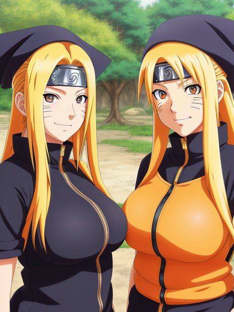 AI Generated Hentai beauties Tsusone strip outdoors & unveil their big tits - #3